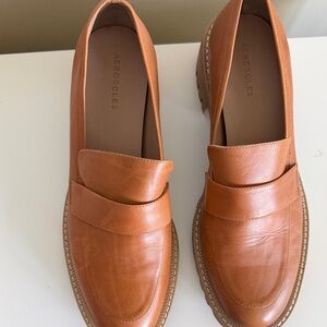 AEROSOLES Women's Brown Leather Loafers